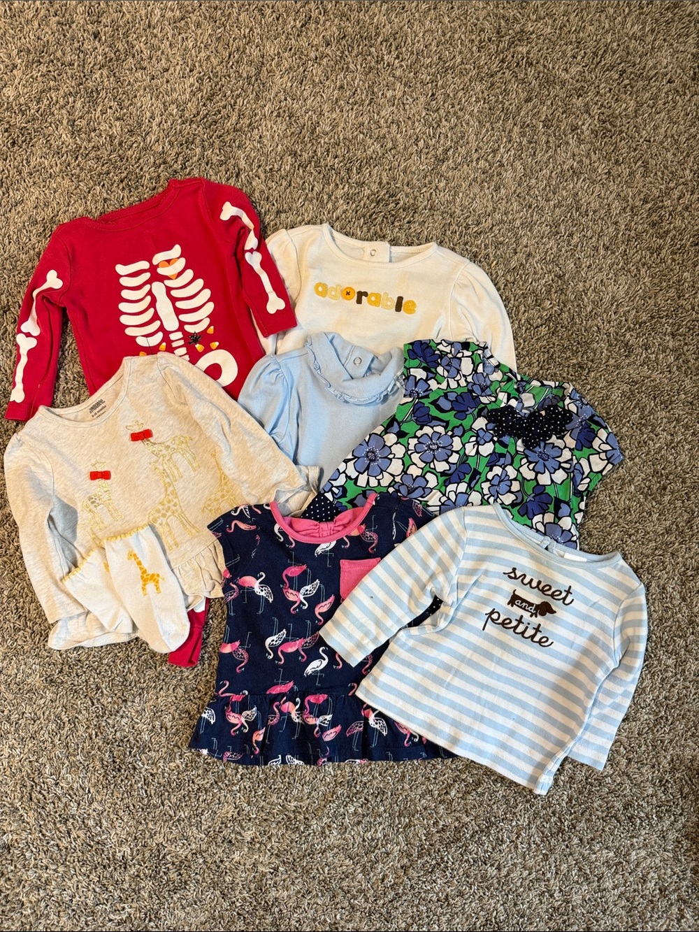 Gymboree Girls Long-Sleeve Tops in Red, White, Navy, Light Blue, Green, Cream